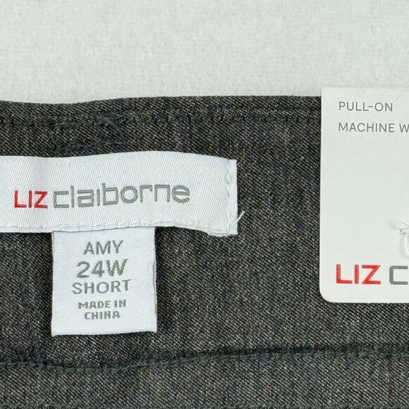 Liz Claiborne Women's Amy Pull-on Straight Mid-Rise Charcoal Pants 24W Short NWT - Picture 5 of 11